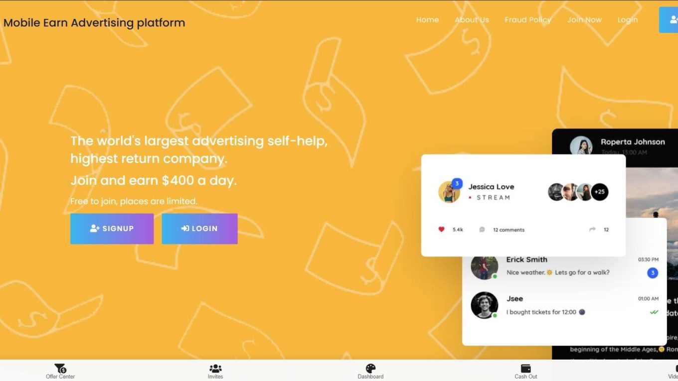 Mobile Earn Scam Image