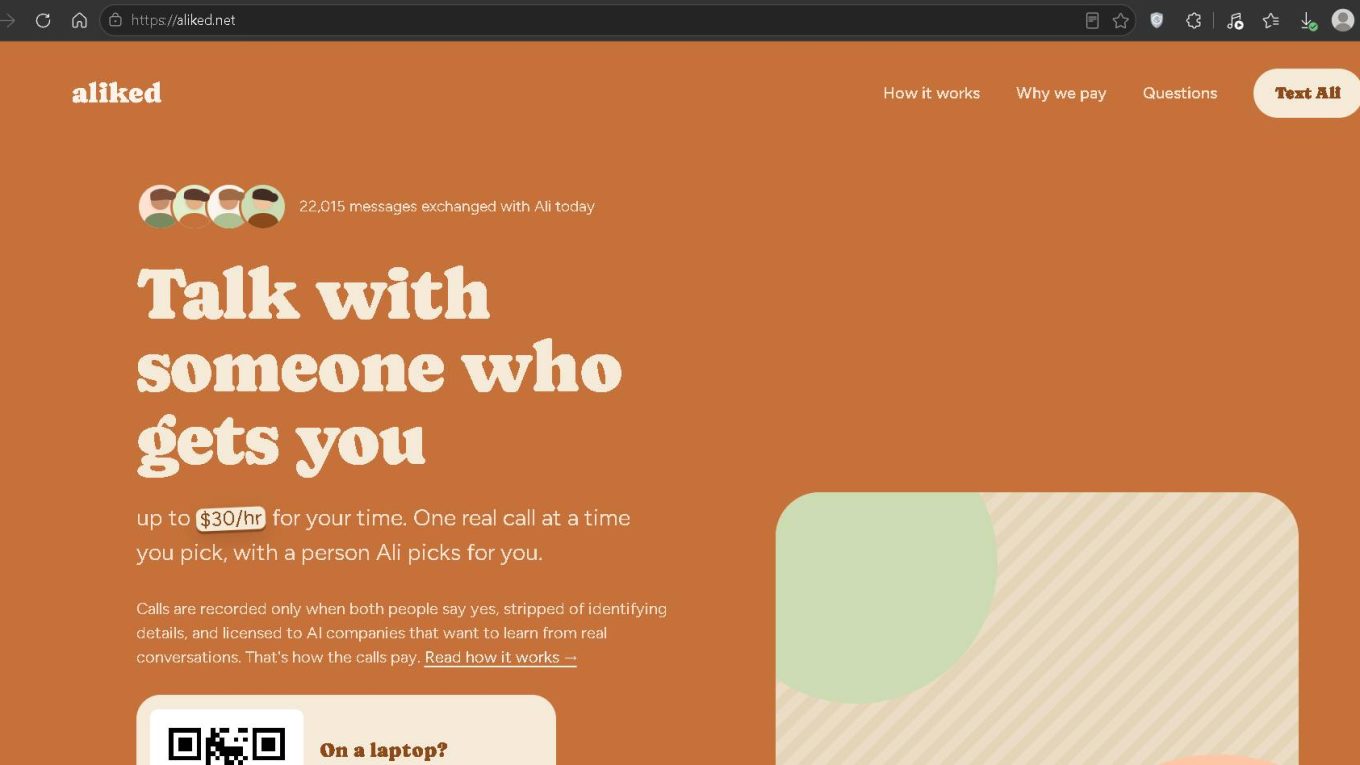 Aliked.net Scam Screenshot