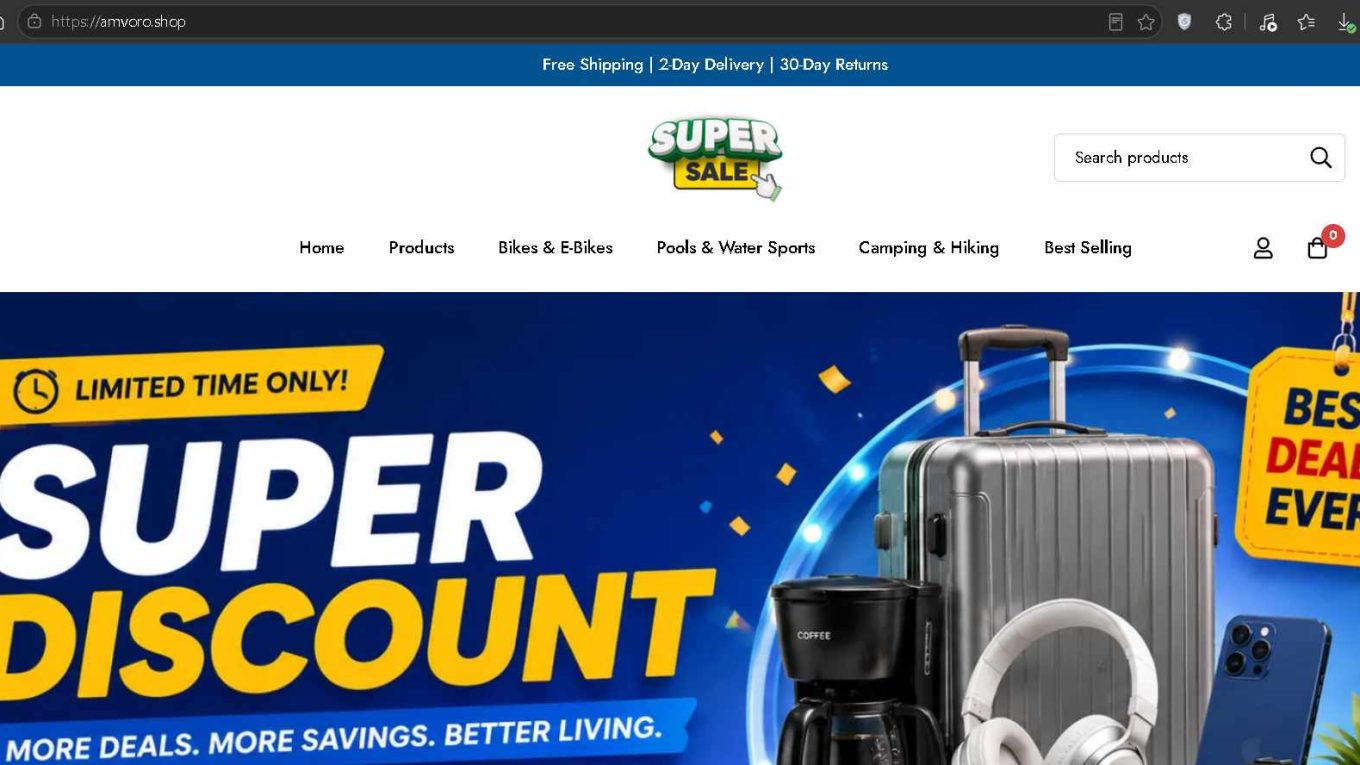 Amvoro.shop Scam Screenshot