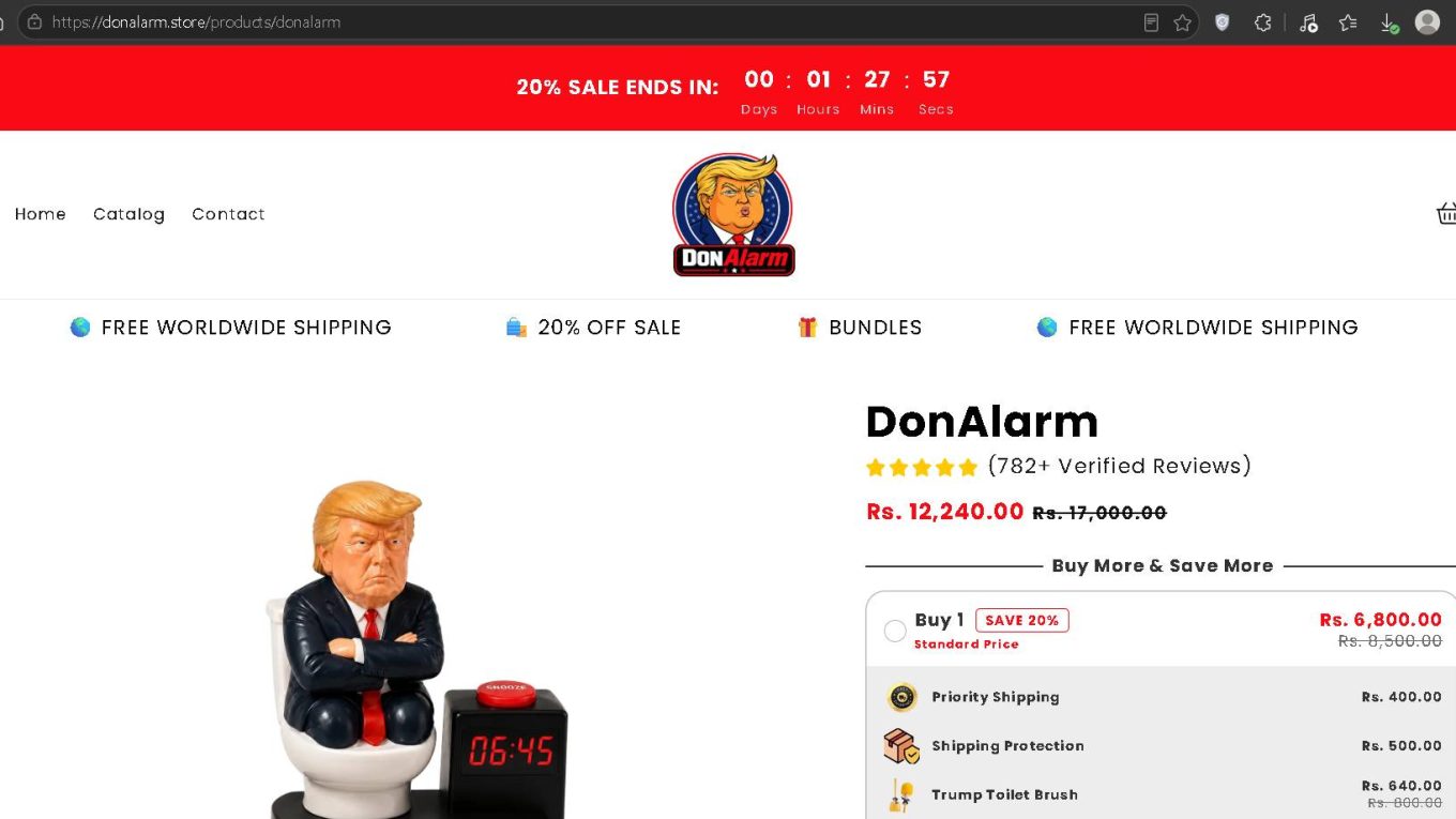 DonAlarm.store SCam Screenshot