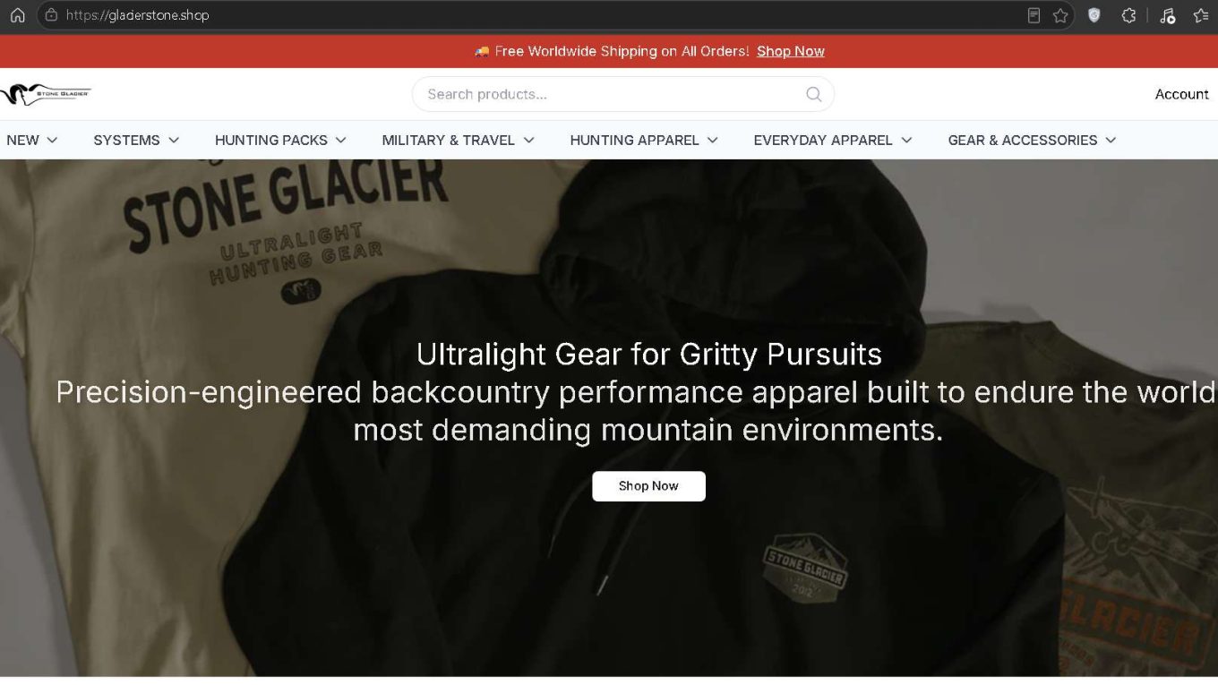 Glacierstone.shop Scam Screenshot