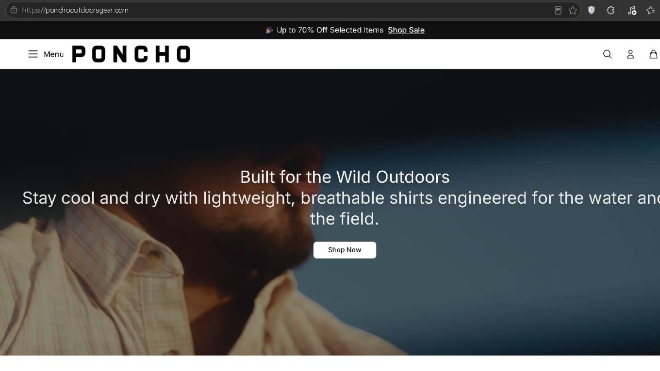 Ponchooutdoorsgear Scam Screenshot