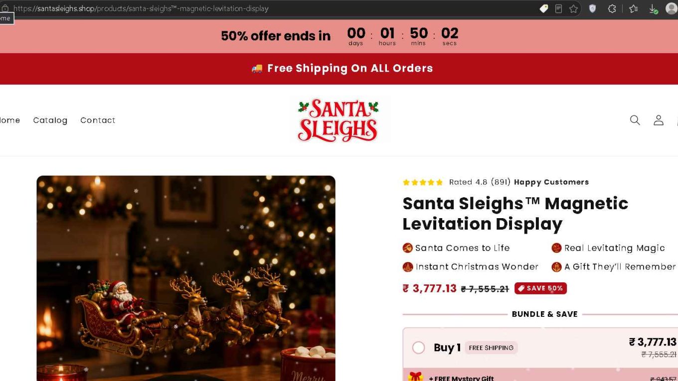 SantaSleighs.shop Scam Screenshot