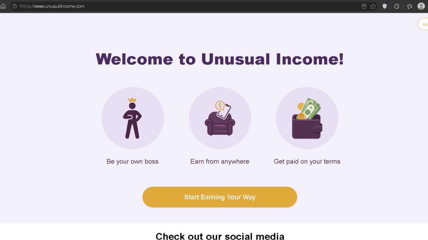 Unusualincome Scam Screenshot